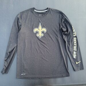Nike Dri Fit New Orleans Saints Mens MEDIUM Black Long Sleeve NFL‎ Shirt